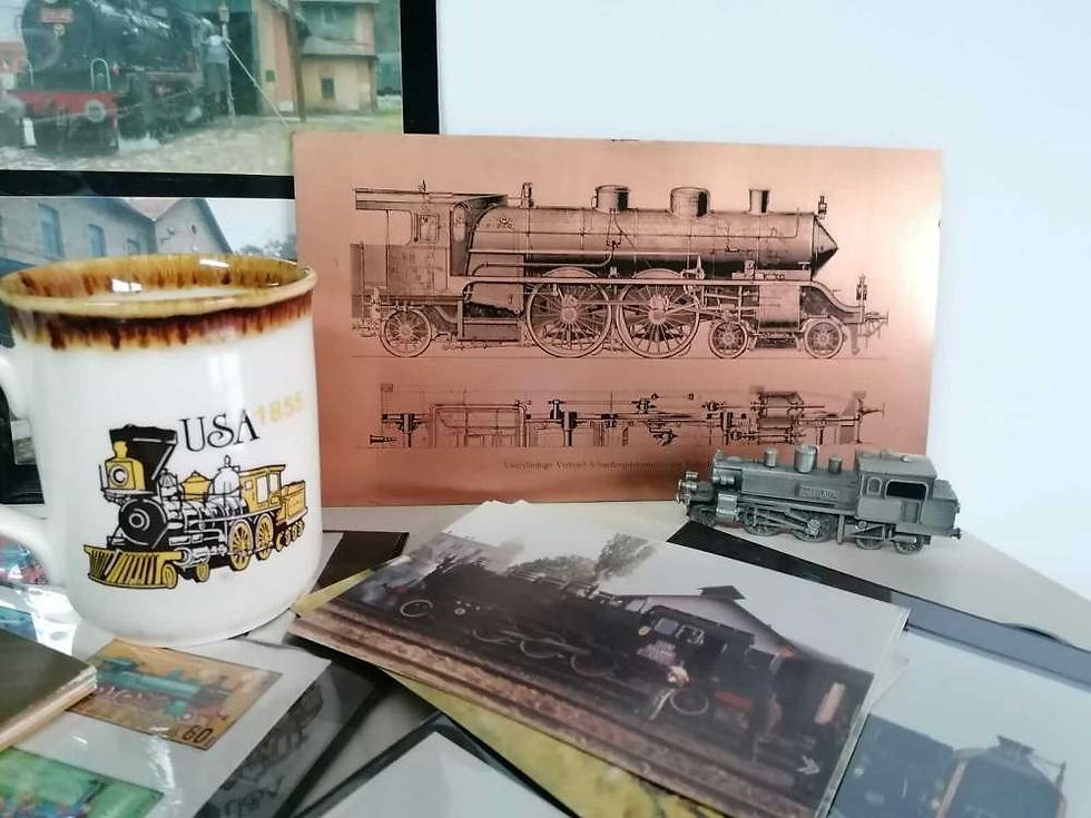 Tren aburi locomotivă gravura Întâlnirea colecționarilor