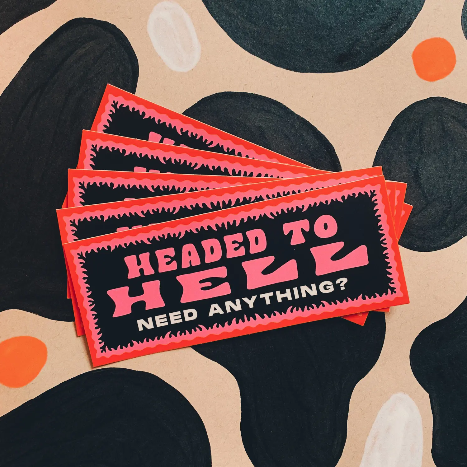 Headed to Hell Mini Bumper Sticker