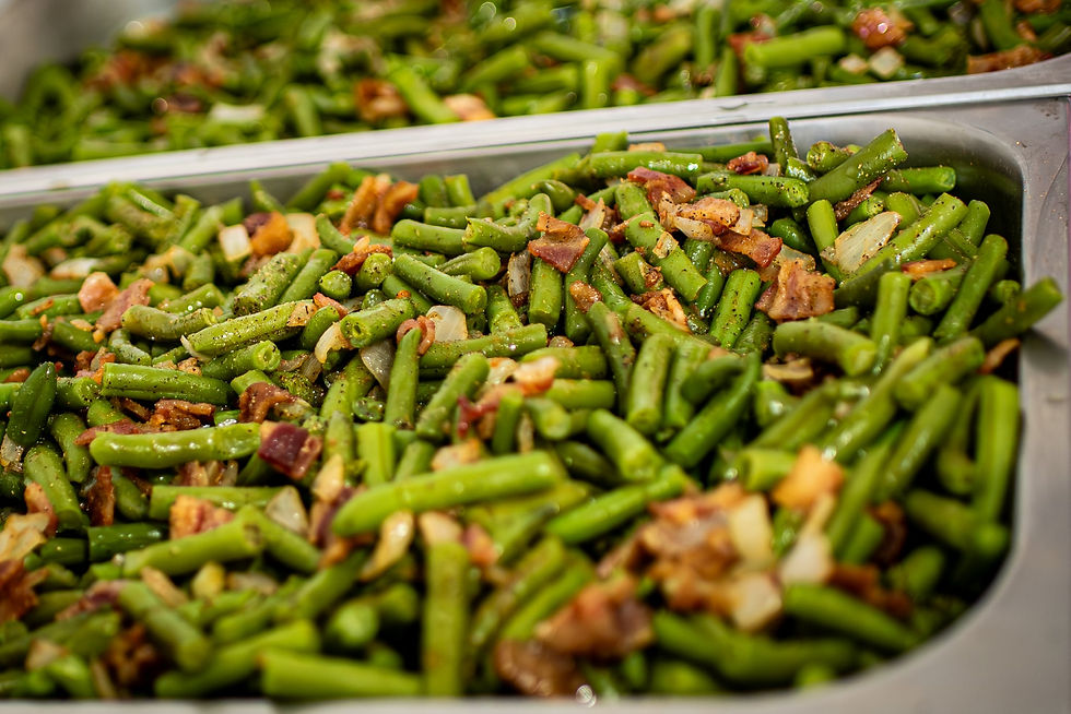 the infamous green beans with bacon and onion thee abbey kitchen catering arcadia missouri