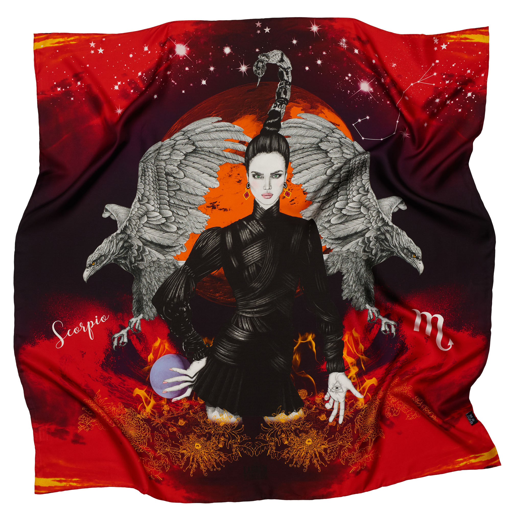 Eadach Scorpio Zodiac Series Silk Scarf by Sara O'Neill