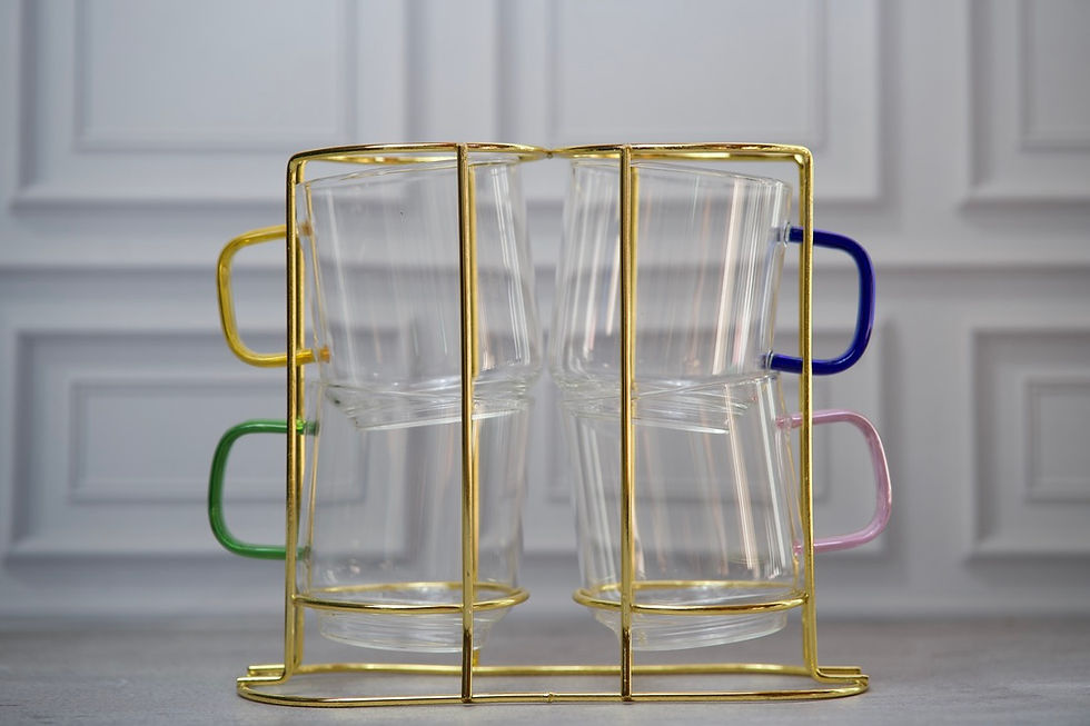 Miniatura: Clear Set of4 Cup with Colorful Handler
