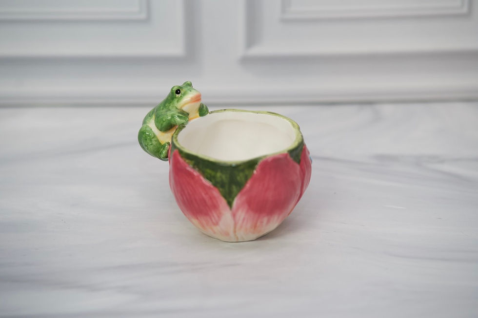 Thumbnail: Hand-Painted Ceramic Frog Pitcher, Cottagecore Floral Decor