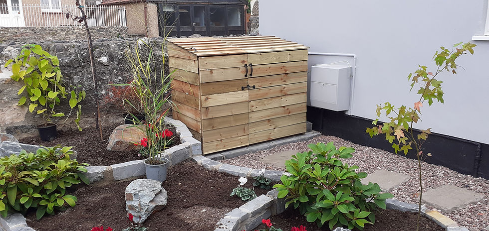 Thumbnail: 2 x 2 (4 Box/Bag) Recycling & Single Wheelie Bin Storage Unit with Doors - Low Front Combo