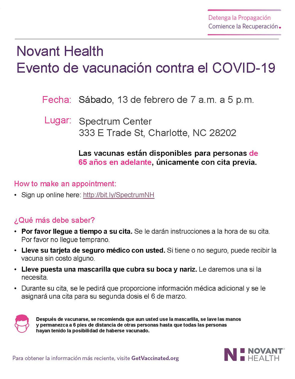 Novant Health COVID-19 Vaccine Event, Charlotte NC