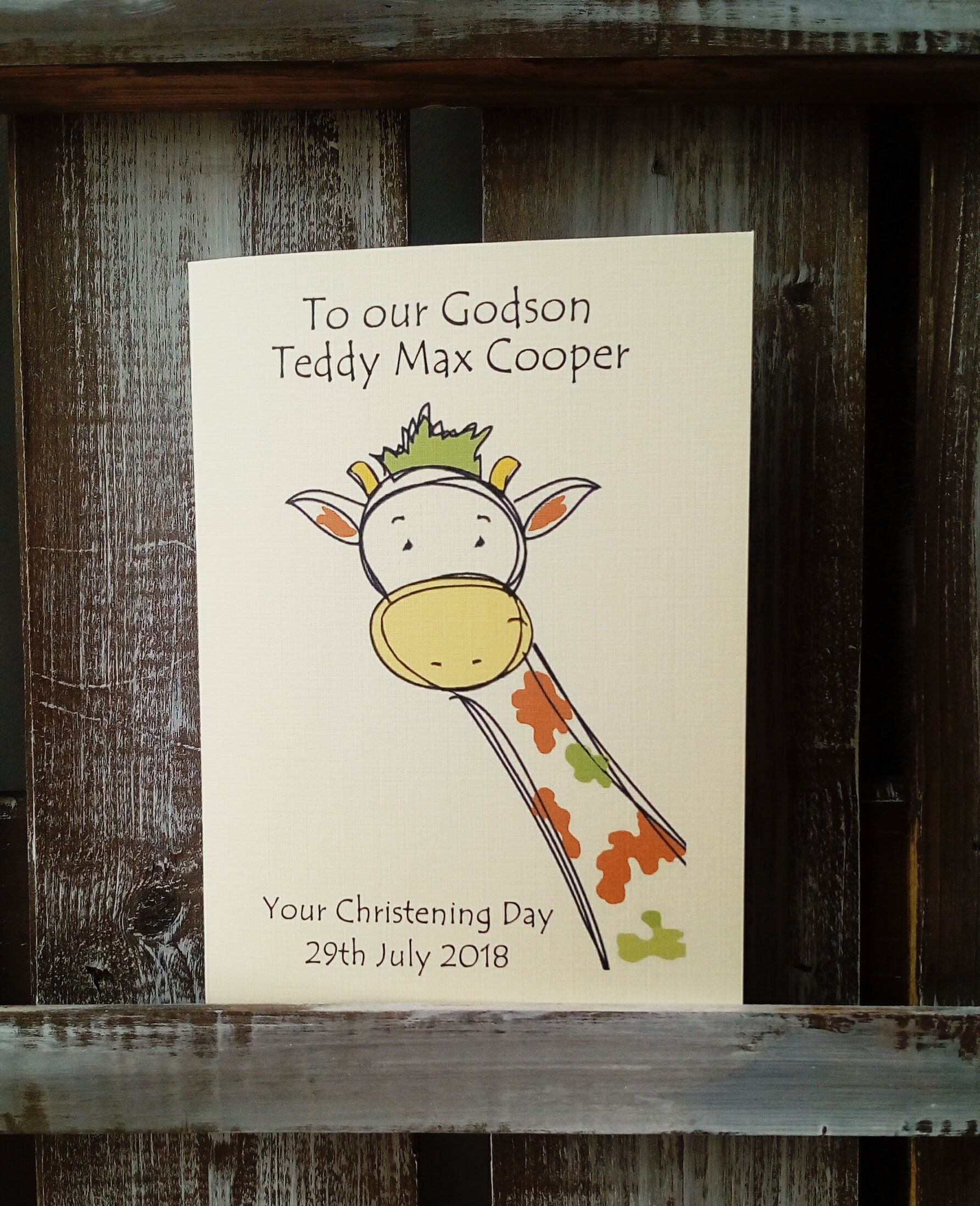 Giraffe Christening Card
