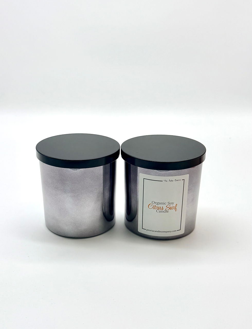 Thumbnail: Twelve Ounce 2-Wick Antique Silver Blown Glass Jar Candle W/Lid