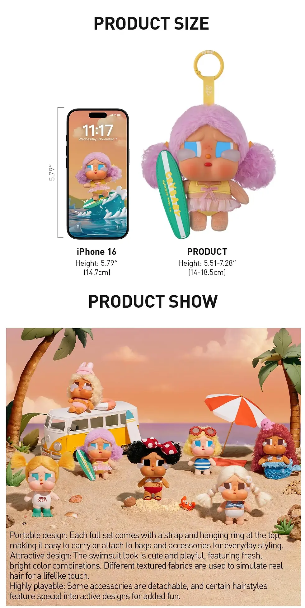 Thumbnail: CRYBABY Vacation Mode On Series-Vinyl Plush Pendant Blind Box