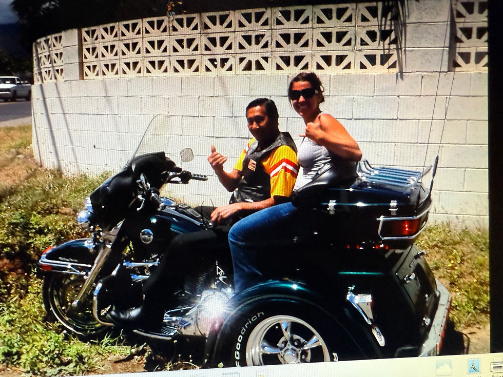 Often my niece Katie rode along with us and because I was so fat there was little room on my hotrod FXRS for a passenger so she always rode with her Uncle Moke. Another reason she rode with Moke was because Junior was forever challenging me to a sidebar drag race and I always took the bait—which I couldn't have with a teenager on the back.