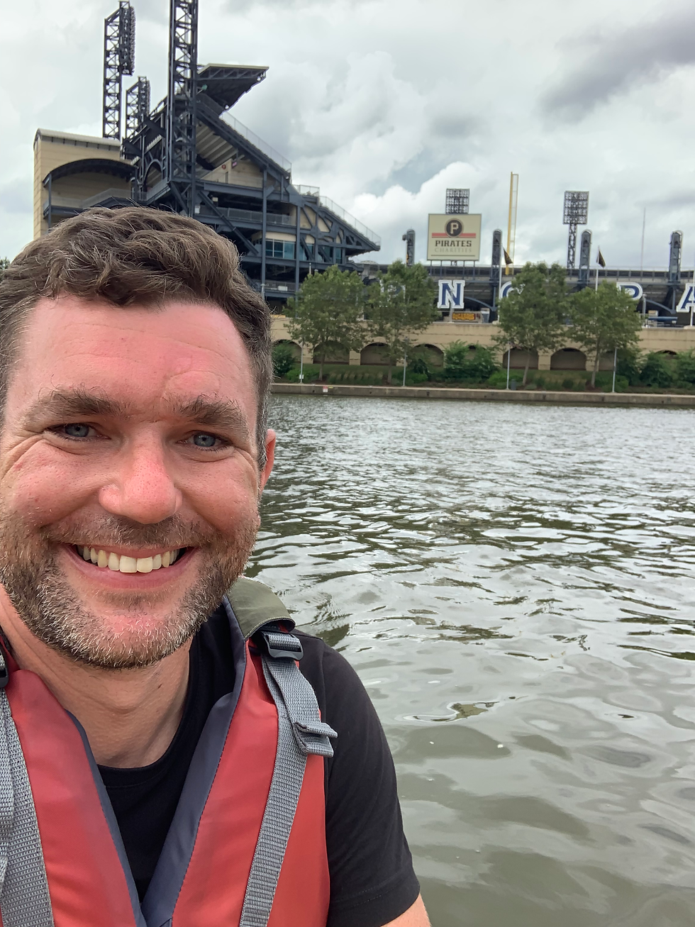 Kayaking beside PNC Park on the Allegheny River in Pittsburgh