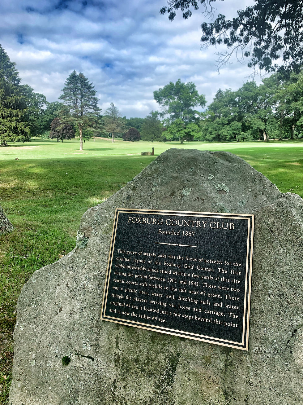 Historic plaque near the original first tee at Foxburg Country Club in Pennsylvania.