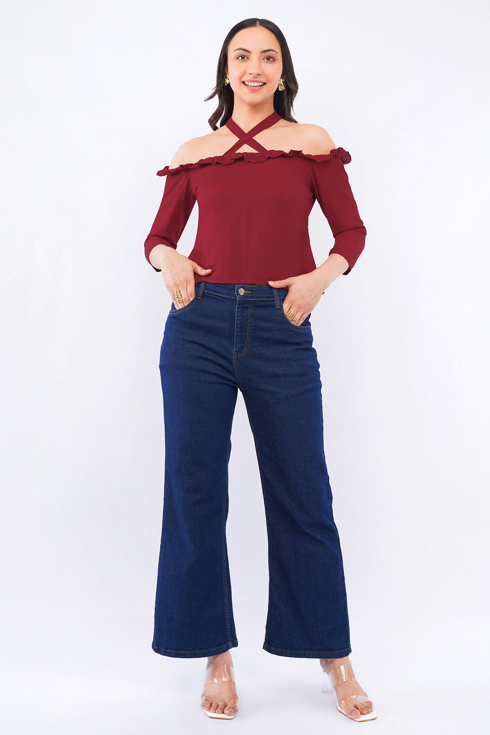 Thumbnail: Flattering Criss Cross Ruffle Sleeve top