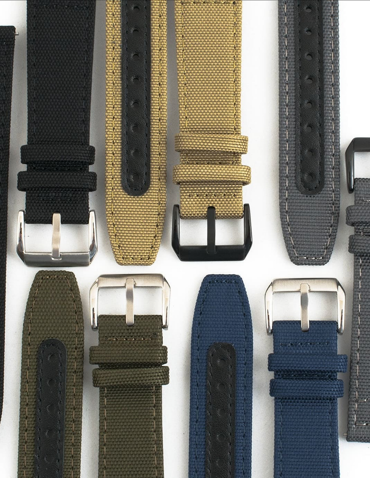 premium sail cloth watch straps in a variety of colors