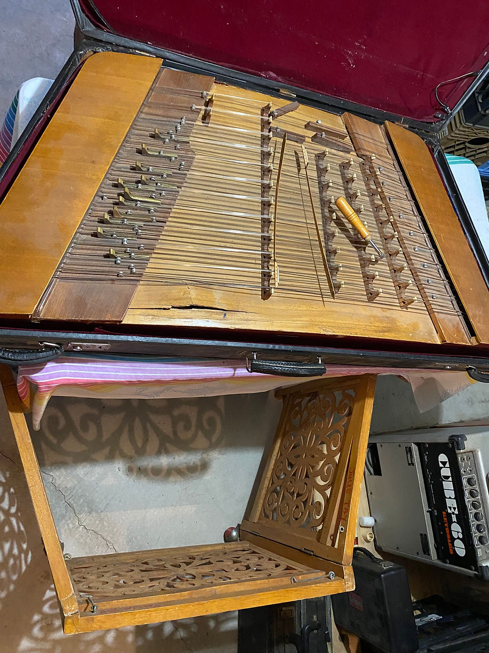 Item #56: Chinese Zither with stand & case 1960's (slight wood damage)