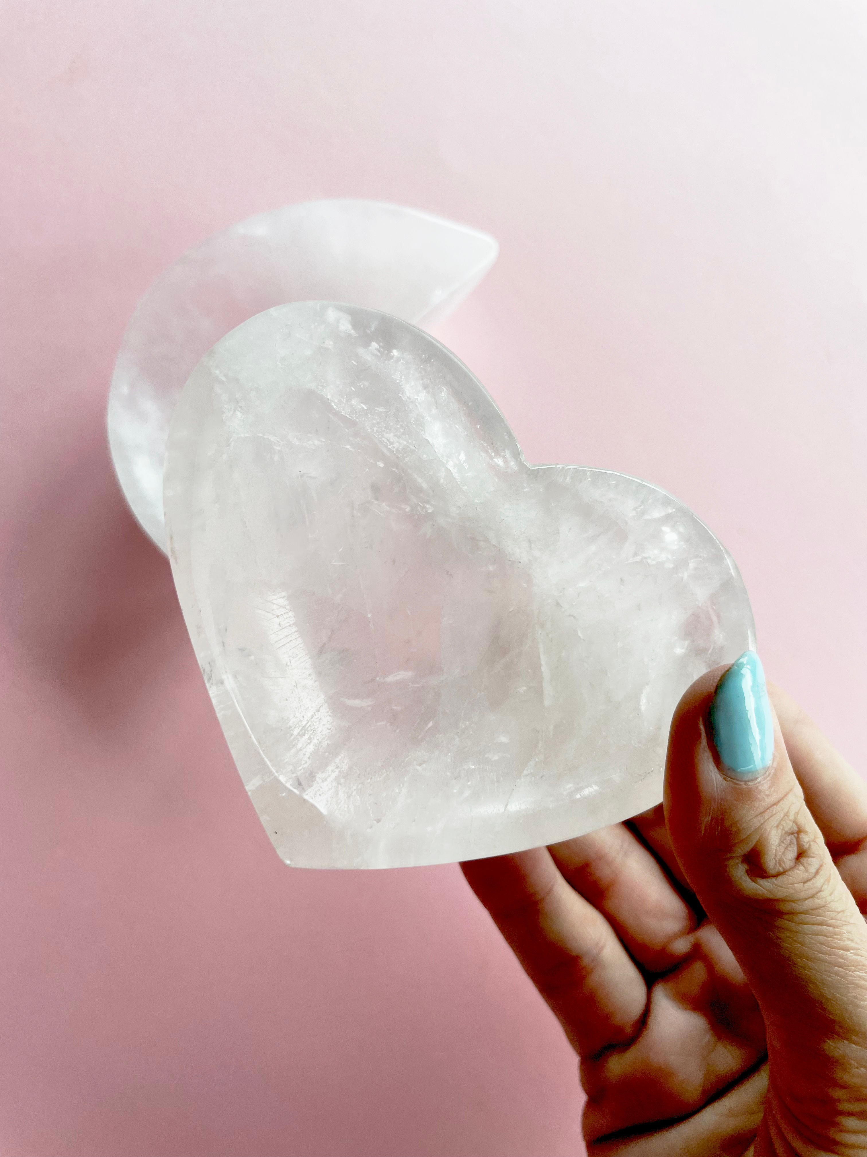Rose Quartz Heart and Moon Bowls