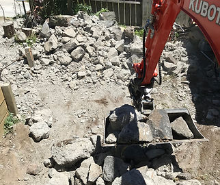 Concrete wall removal, digger hire, earthworks