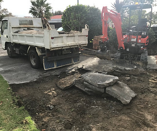 Old concrete removal, concrete demo, digger hire