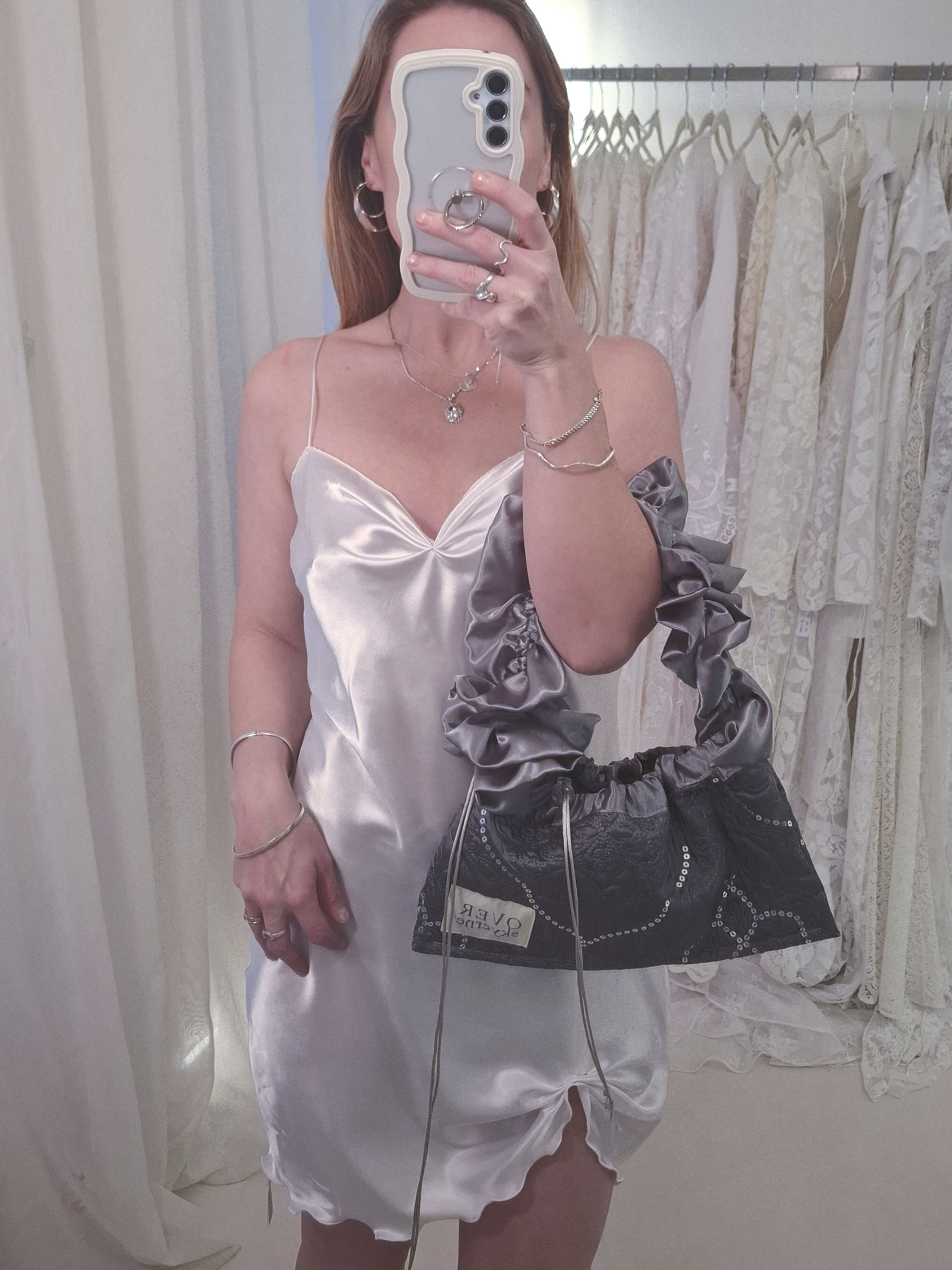 DRAWSTRING BAG SILVER MINI