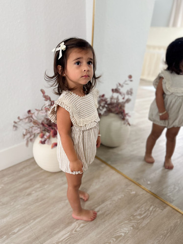 Everly Striped Linen Romper | Luna Mia Clothing