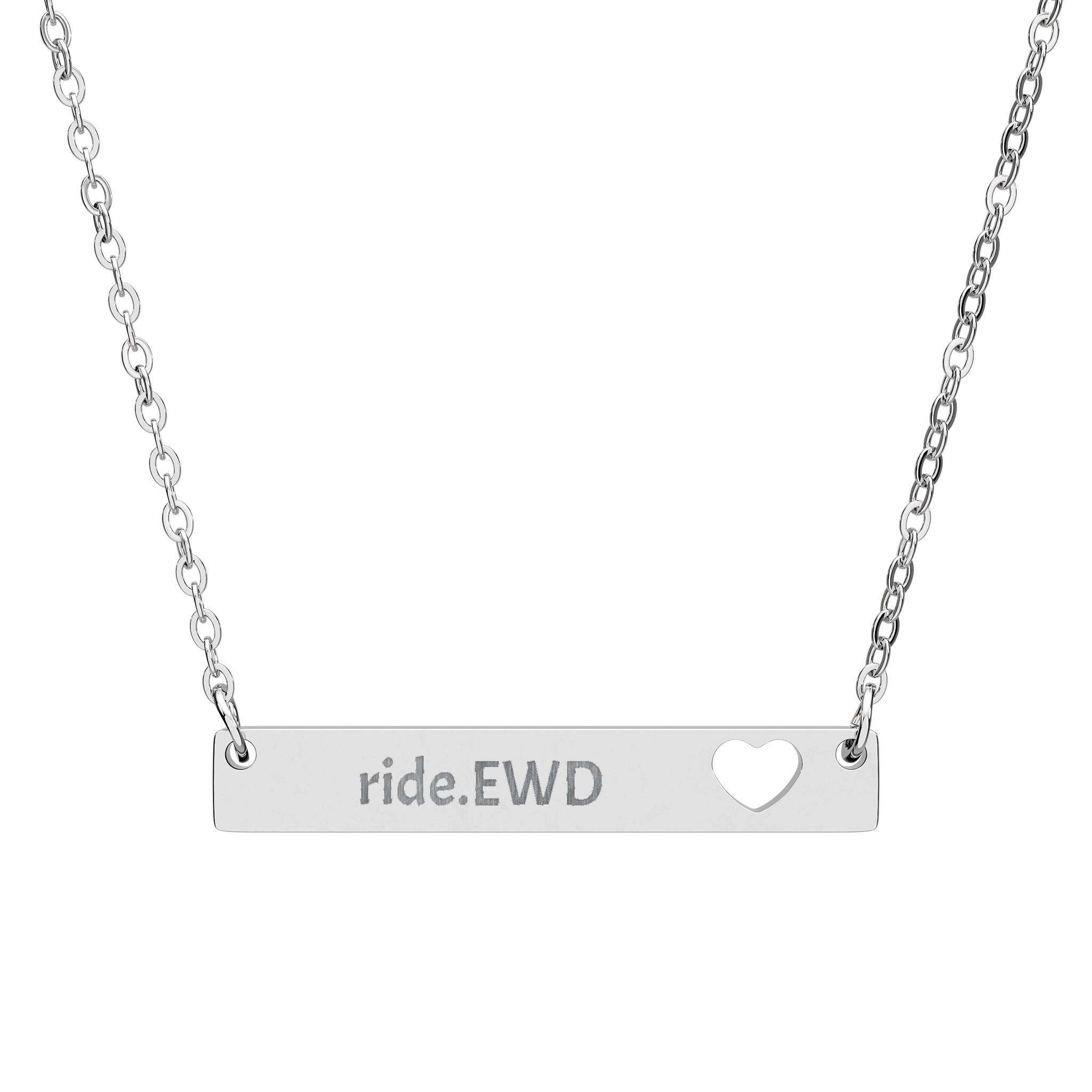 Engravable Cutout Heart Bar Necklace — Personalized Name Plate Jewelry