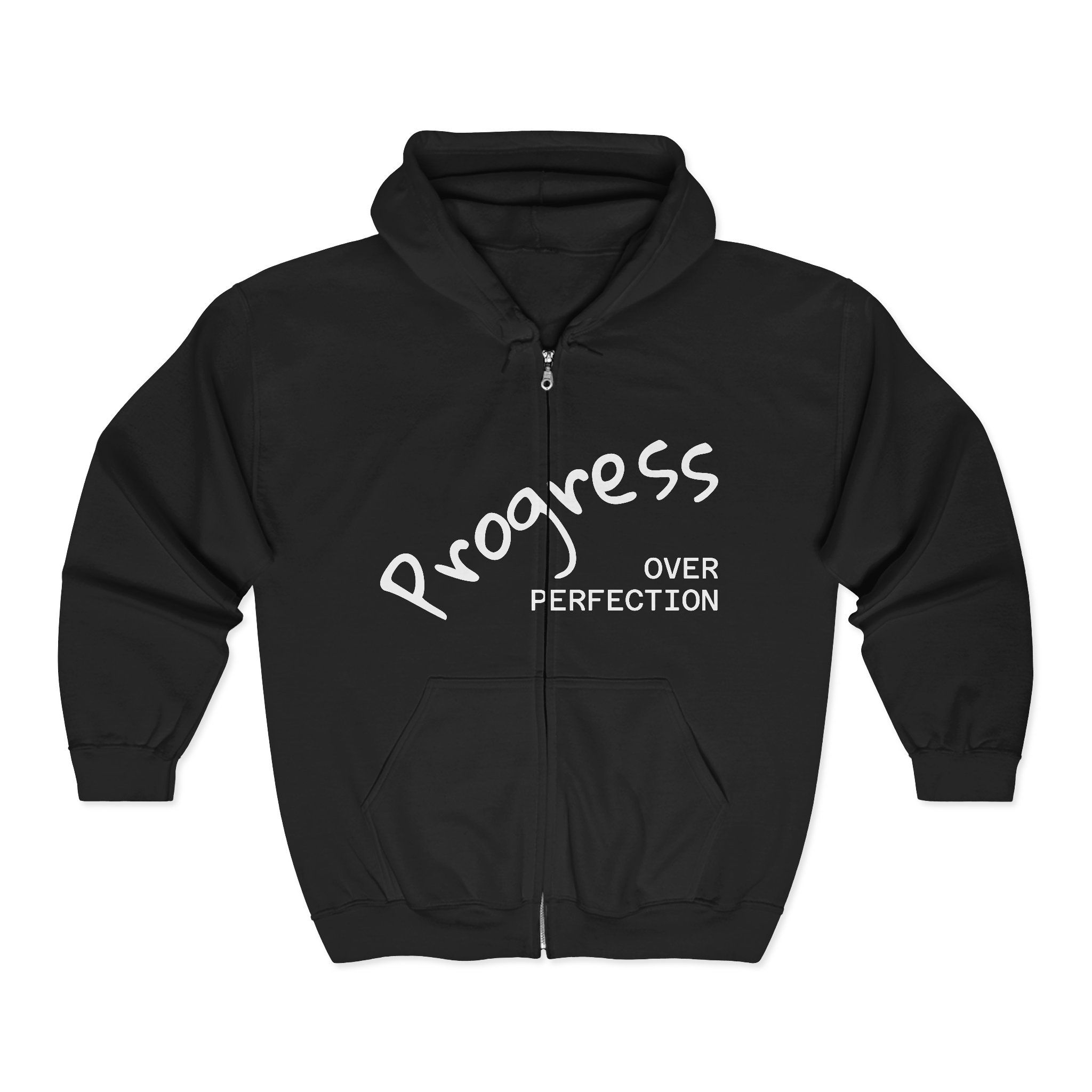 Progress Over Perfection Zip Hoodie — 'ride EWD' Equestrian Full-Zip Sweatshirt