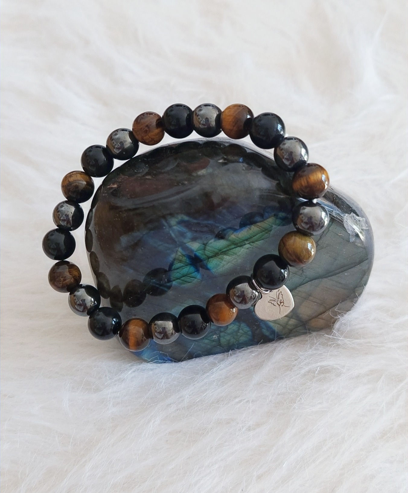 Bracelet Obsidienne noire Hématite Oeil de tigre Vitalité - Energie - Equilibre