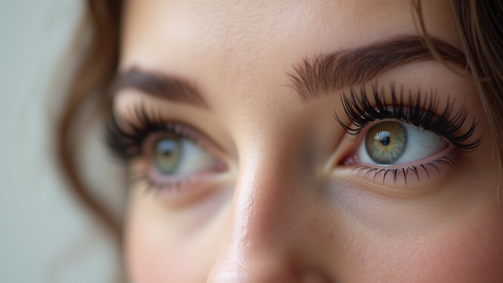 Eye-level view of a set of eyelash extensions with C and D curls side by side