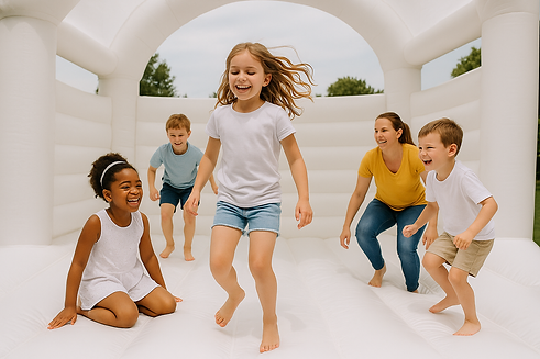 white bouncy castle hire