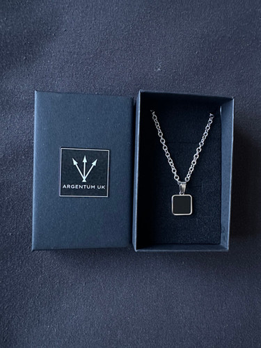 Black Enamel Pendant Necklace | Argentum UK