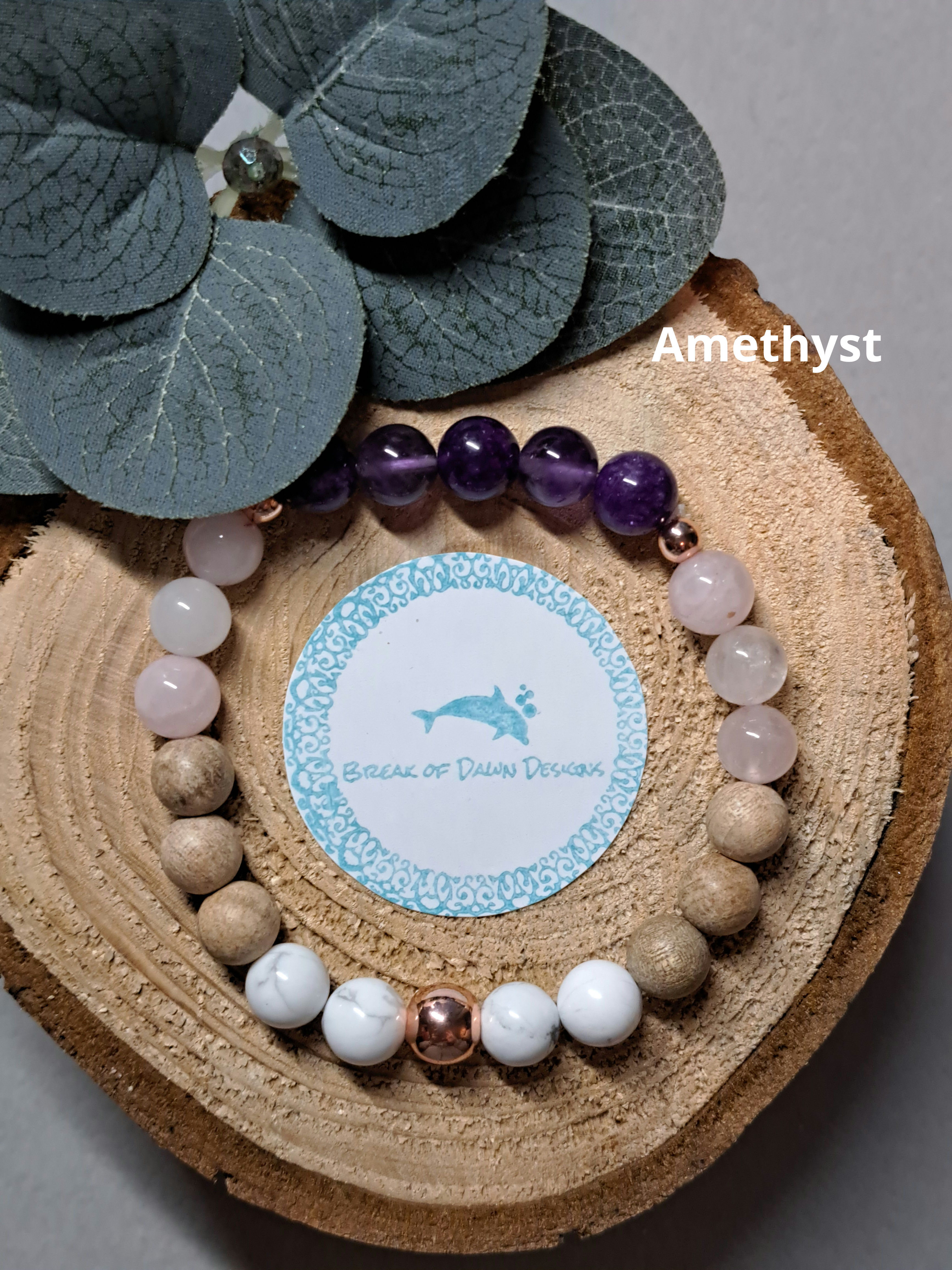 Gemstone and Sandalwood Bracelets