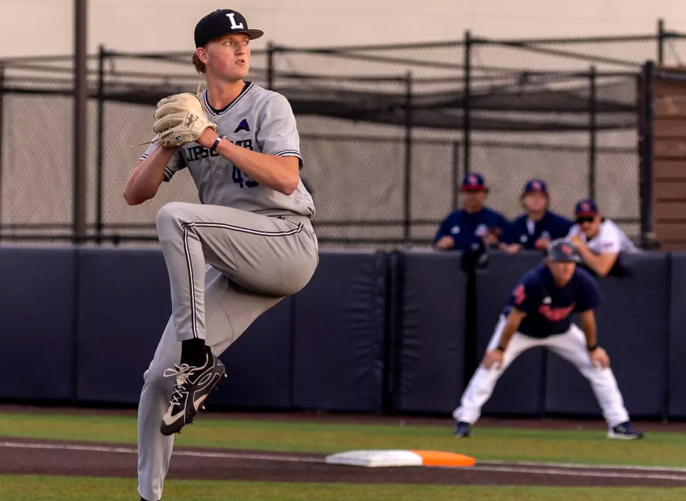 Photo / Lipscomb Athletics / Kaleb Kantola delivers a pitch