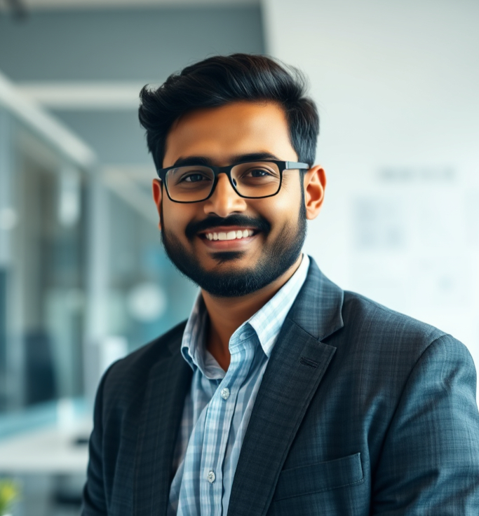 an indian men 40 years old IT profactional profile image in office.jpg