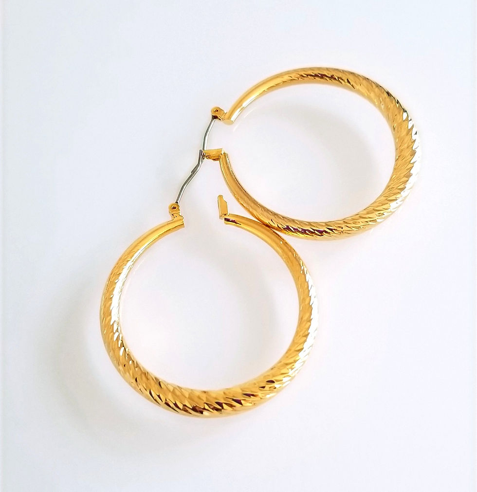 14K Gold Plated Diamond Cut Small Hollow Hoops