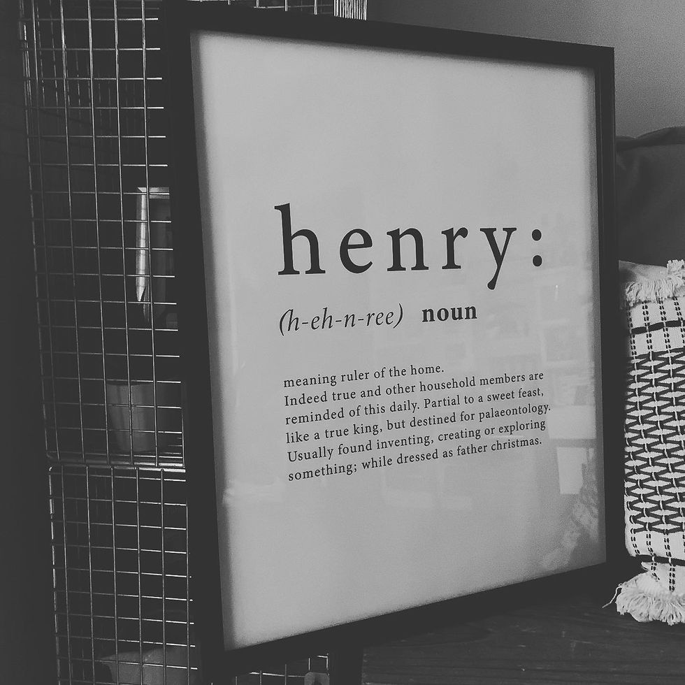 Thumbnail: Monochrome Personalised Name Definition Typographic Print Framed or Unframed