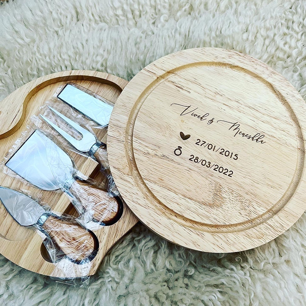 Thumbnail: Personalised Anniversary Engraved Cheeseboard Serving Set Gift