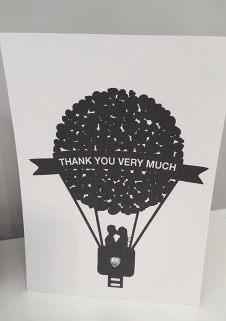 Thumbnail: Pack Of 10 Heart Balloon Design Personalised Thank You Card