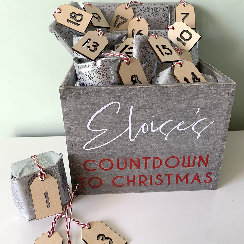 Thumbnail: Personalised Advent Countdown to Christmas Box With 24 Tags