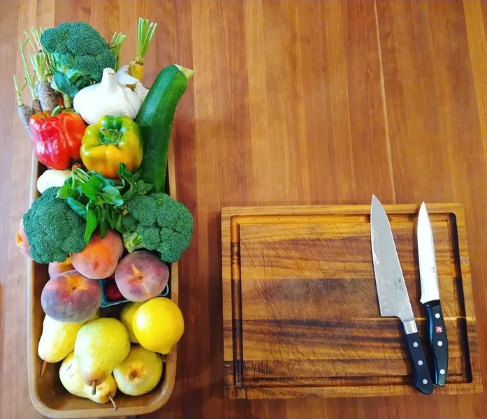 light on colorful produce