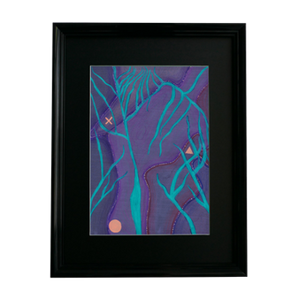 Illustartion of an abstracted map, showing rivers, borders and three points of interest.