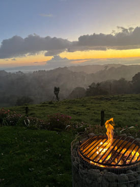 Fire pit and green space in the private garden