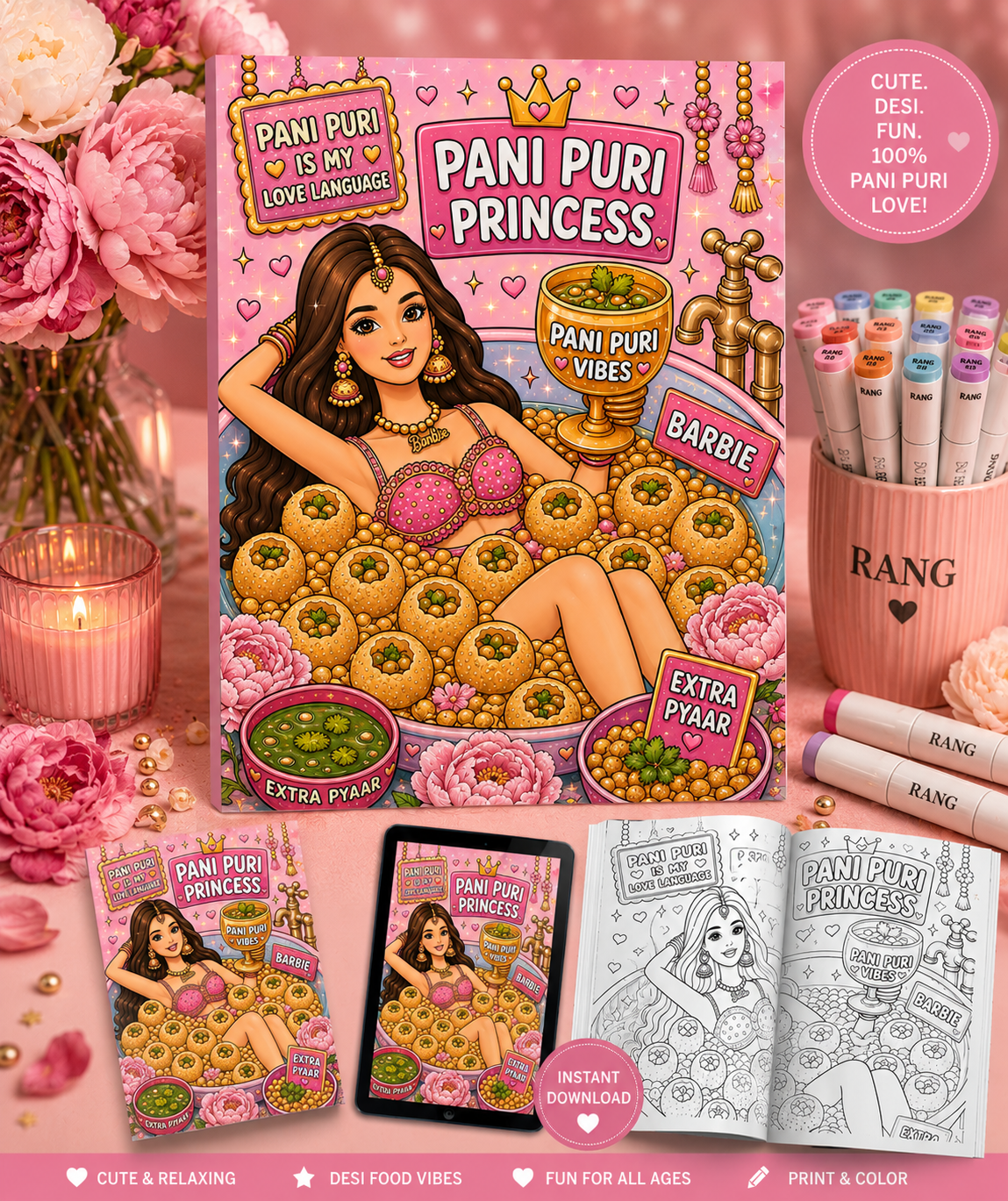 Pani Puri Princess Kleurplaten – Digitale Download