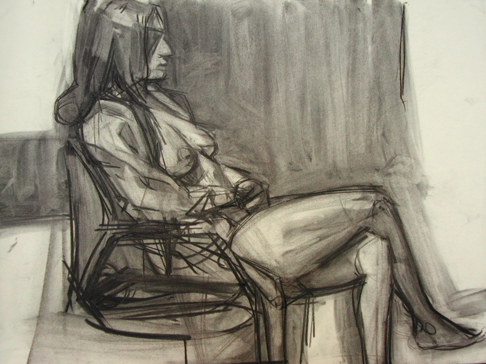 Lyles_Seated Female Charcoal on Paper 18