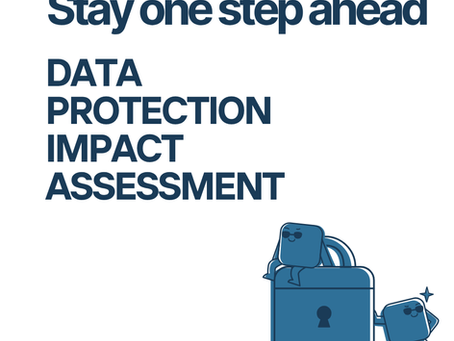 Data Protection Impact Assessment heading with two cartoon figures sitting on a lock.