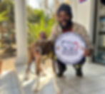 Rescue team member with sterilisation poster