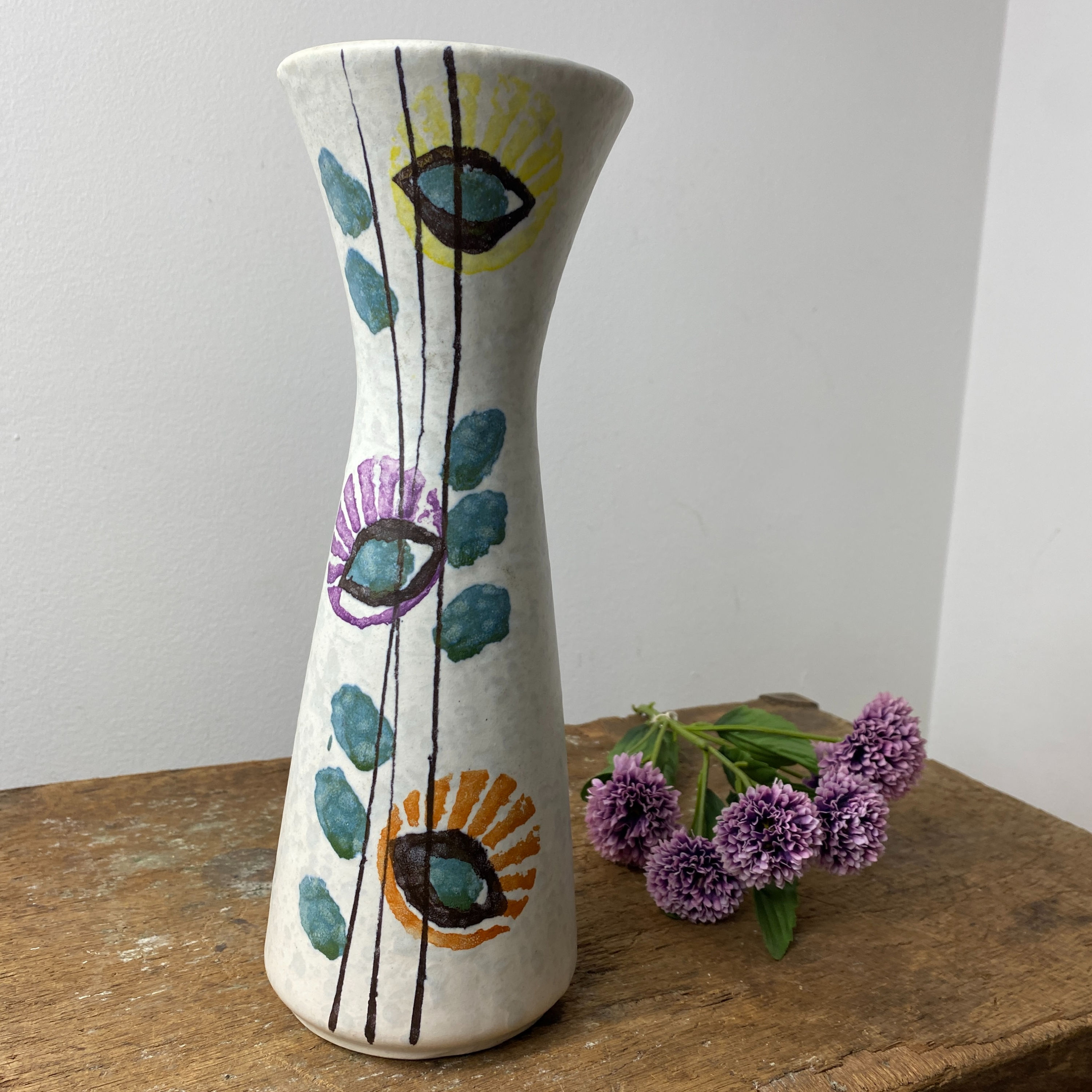 Vase en céramique blanche West Germany années 70 vintage