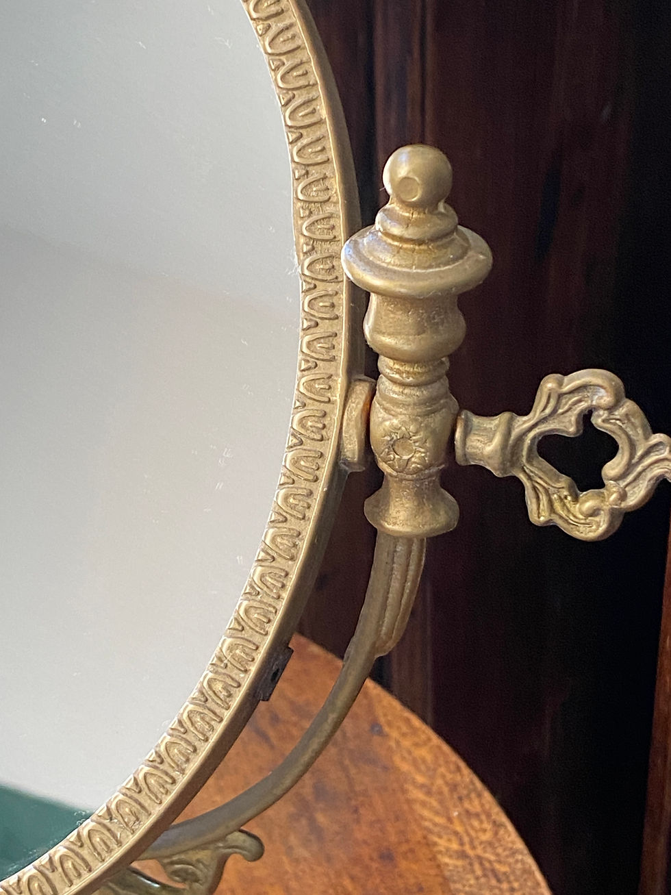 Miniature : Miroir psyché en bronze doré vintage