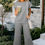 Thumbnail: Gray Solid Color Textured Short Sleeve Top and Casual Pants Set