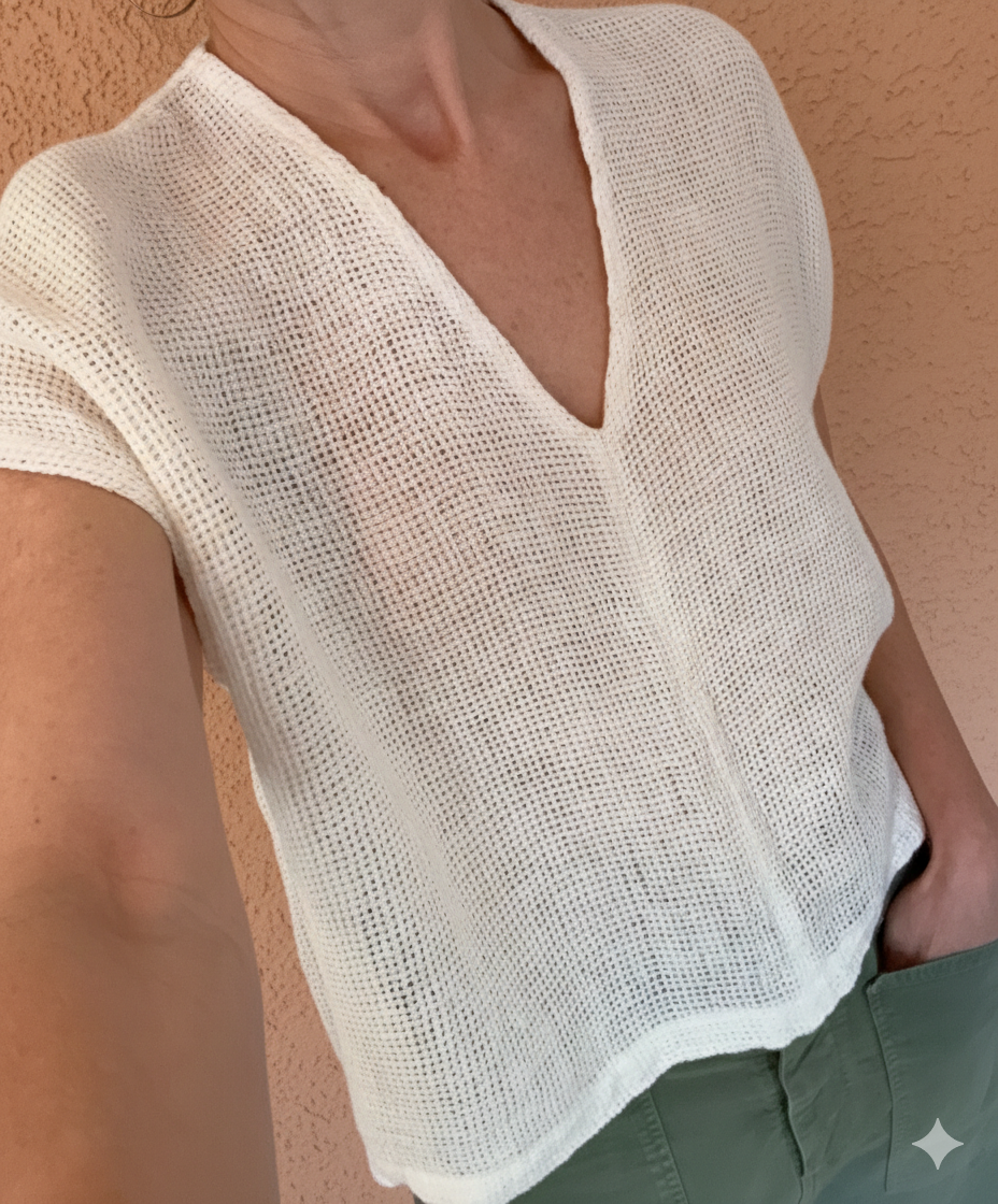 Oyster Linen Weave Boxy Tee