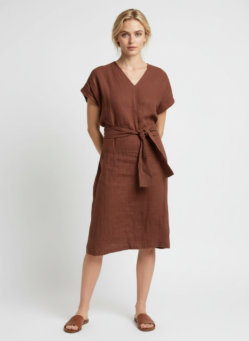 Bliss Wrap in Crinkle Linen Brick