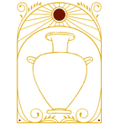 Logo de l'atelier. Il représente un vase en céramique avec un cadre dans le style Art Nouveau