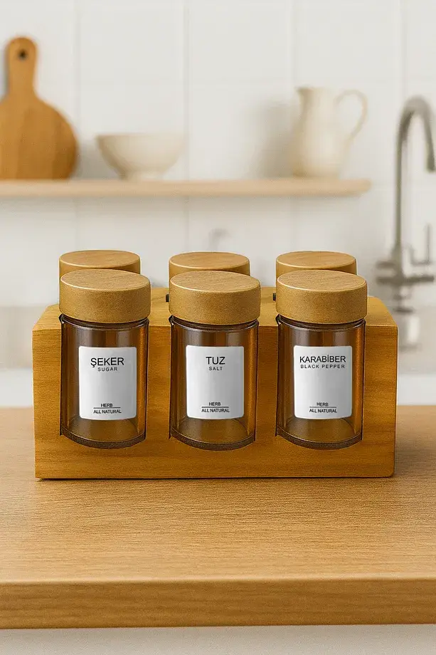 Miniature : Kitchen Life Acacia - 6 Pots à Epices - 100 ml
